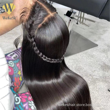 Wholesale unprocessed brazilian hair elastic band glueless human lace wigs,cuticle aligned human braid hair full lace wigs